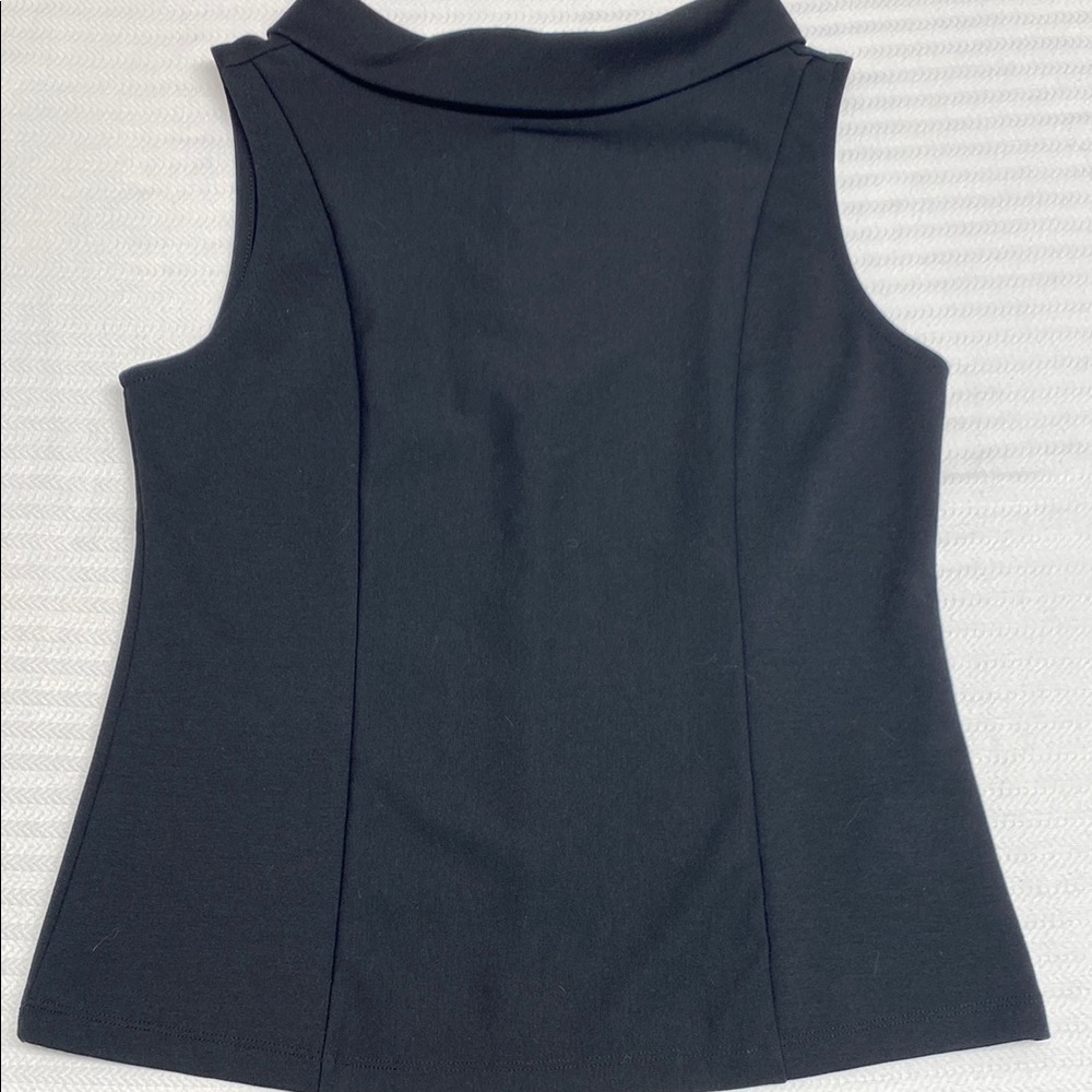 Banana Republic Top Tank Modern Sleeveless Black Silver Button Size Extra Small